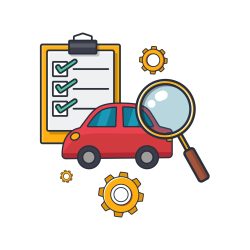 Collection colored thin icon of car checking, magnifying glass, gear, checklist , business and finance concept vector illustration.